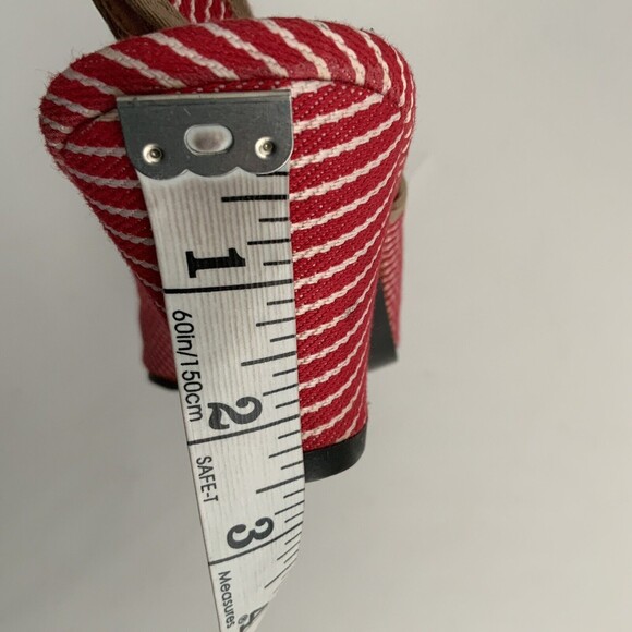 Atmosphere Kitten Heel Sandals Size 41 US 8M Red Stripe Slingback Peep-toe - Picture 8 of 11